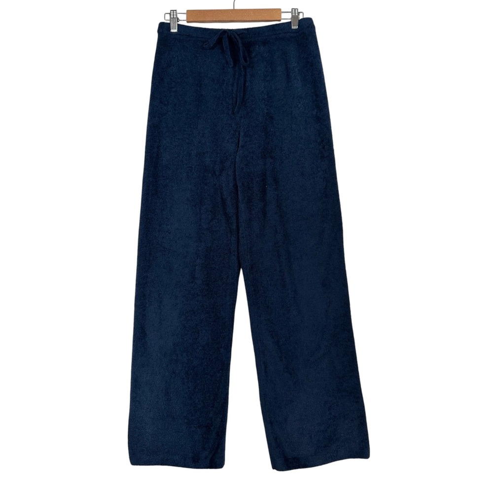 FP Movement Free People Women Terry Plush Lounge Pants XS Wide Leg Blue Pull On